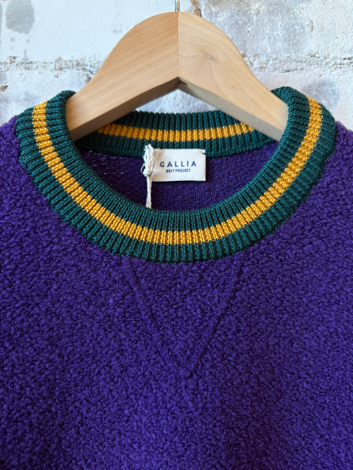 Gallia Oban purple sweater on a model
