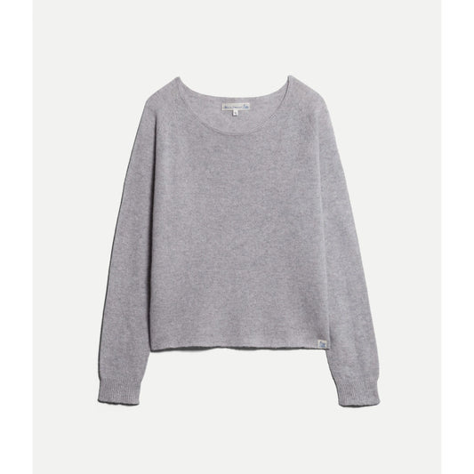 Merz b. Schwanen Lightweight Merino Wool-Cashmere-Silk Crew - Grey Melange Dark Gray