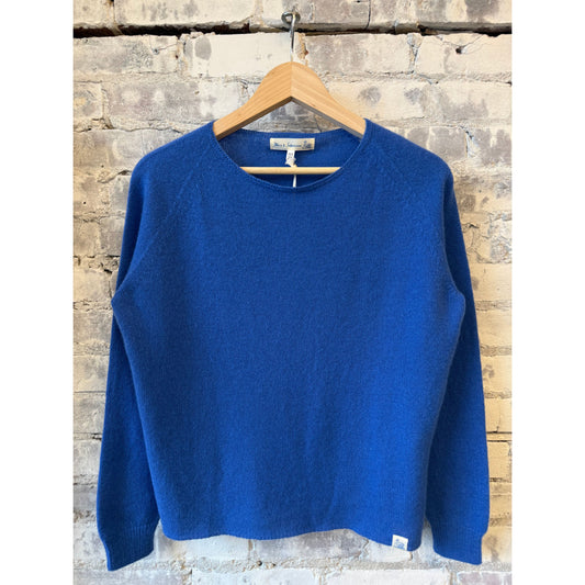 Merz b. Schwanen Lightweight Merino Wool-Cashmere-Silk Crew - Washed Blue Dark Slate Blue