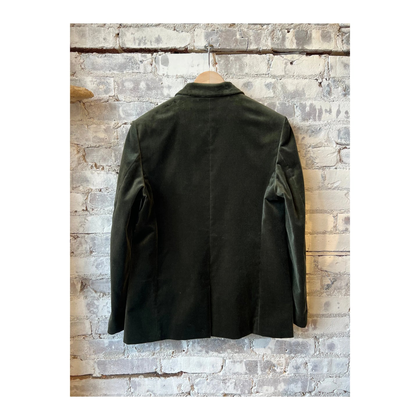 Close-up of a women's Lola Velvet Blazer in Irish Coffee color by Closed Women's, showing the textured velvet fabric and tailored fit.
