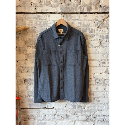 Men's Louis Soft Herringbone Overshirt in navy with a classic herringbone pattern, from Surfside Supply.