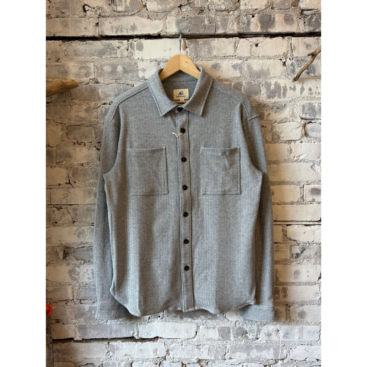 Men's Louis Soft Herringbone Overshirt by Surfside Supply in Sugar Swizzle, featuring a textured herringbone fabric and classic fit.