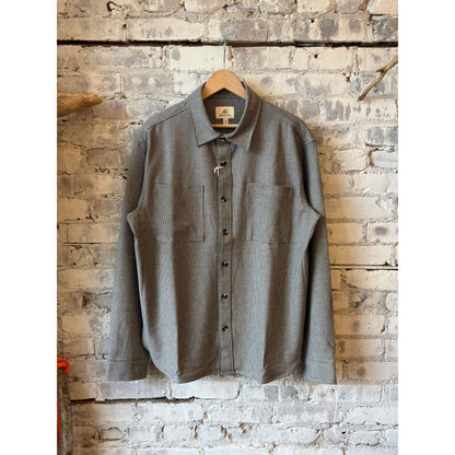 Men's Louis Soft Houndstooth Overshirt in ebony, made by Surfside Supply, featuring a stylish houndstooth pattern and relaxed fit.