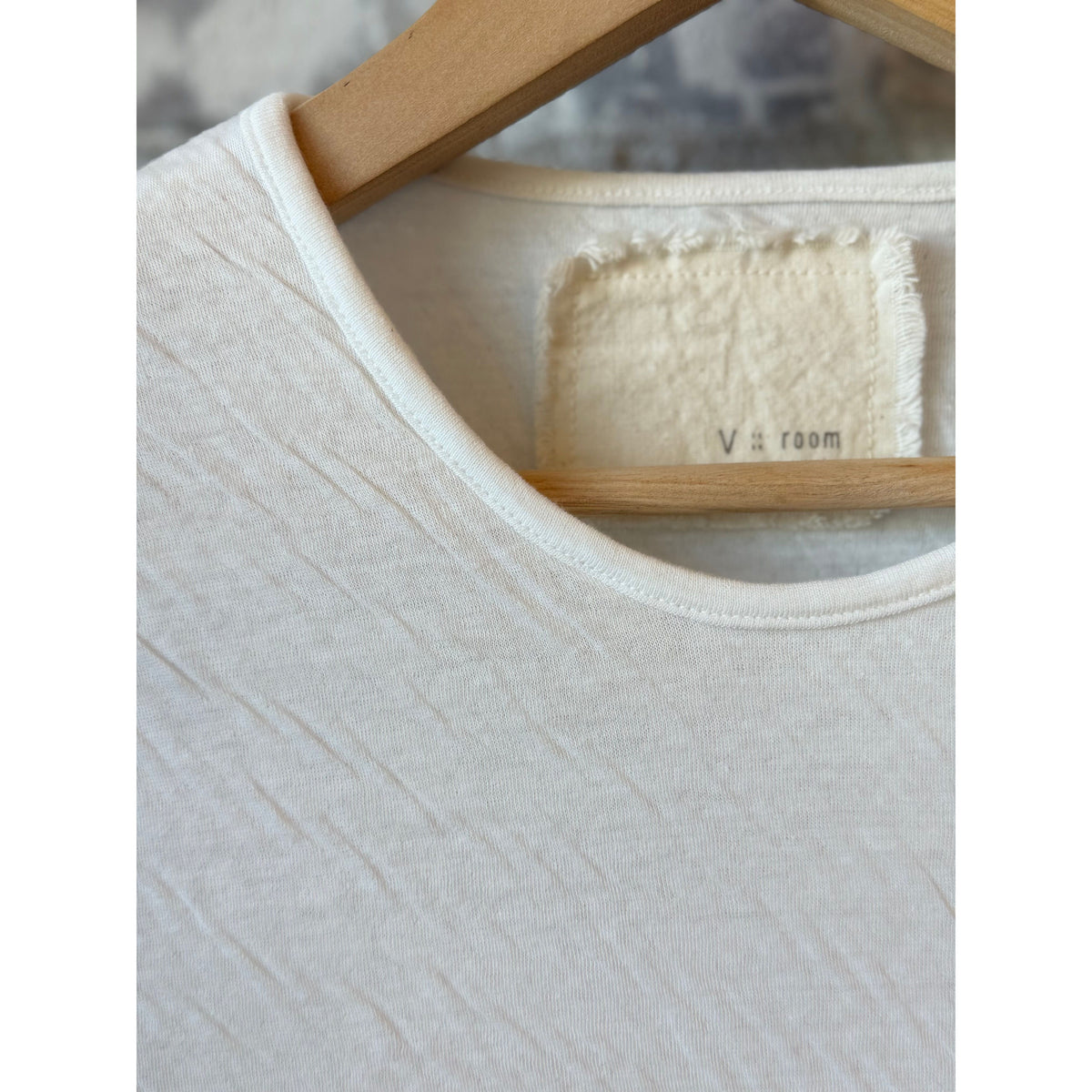 V::Room LS High-Soft Double-Face Crew - White Gray