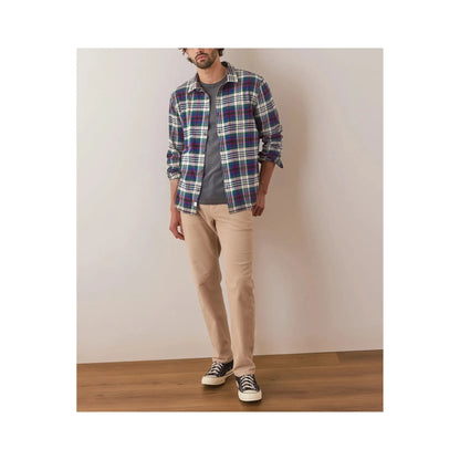 Men's Marine Layer Tahoe Flannel Shirt in multi plaid, featuring a classic button-up design and soft flannel fabric.