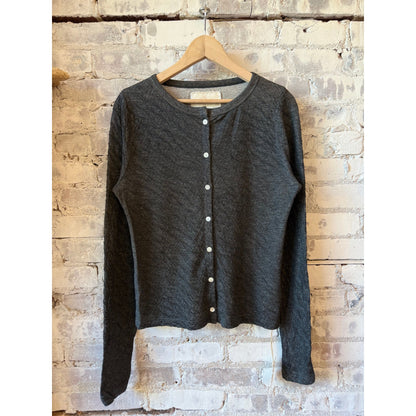 V::Room Melange Double-Face Cardigan - Heather Charcoal Dark Slate Gray