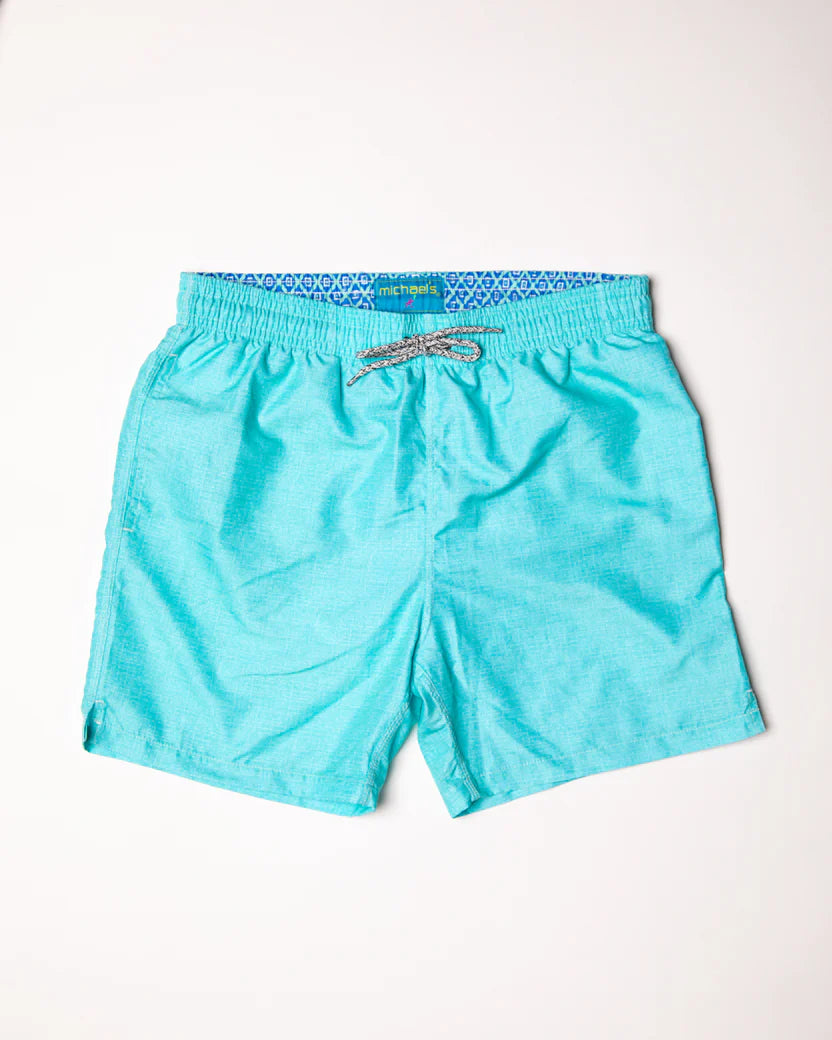 Cyclist Liner Swim Trunks - Solid Linen Aqua - DUNE + SALT