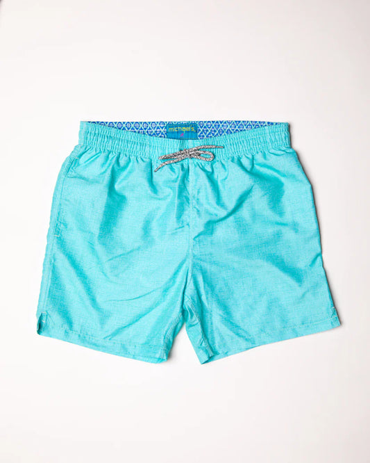 Cyclist Liner Swim Trunks - Solid Linen Aqua - DUNE + SALT