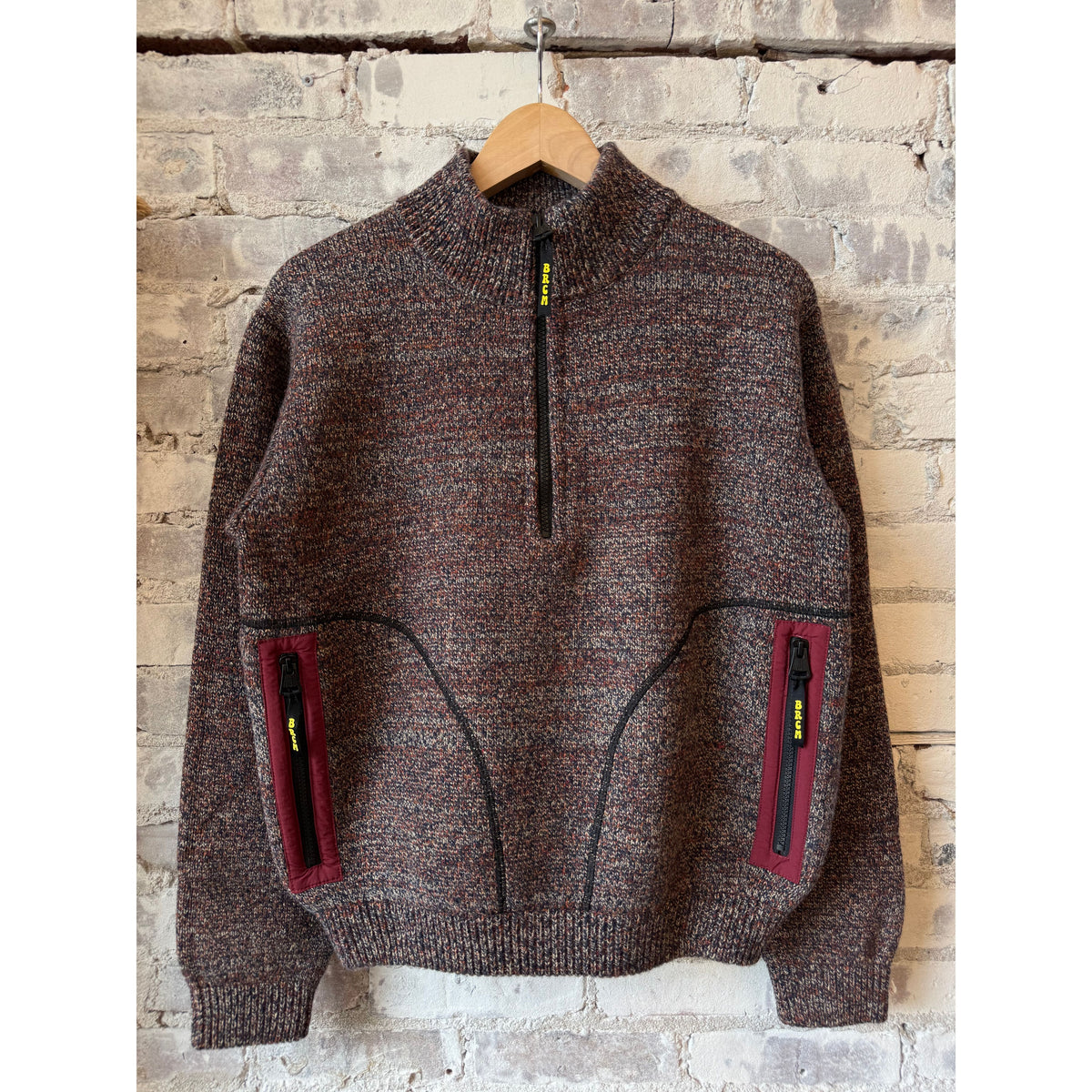 Men's Metanoia Sweater in Passion Fruit by Big Rock Candy Mountaineering, featuring vibrant color and cozy knit fabric.