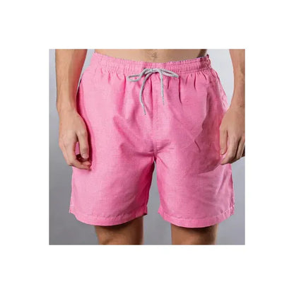 Men's Cyclist Liner Swim Trunks in coral solid linen with front view, by Michael's Swim, designed for comfortable swimwear.