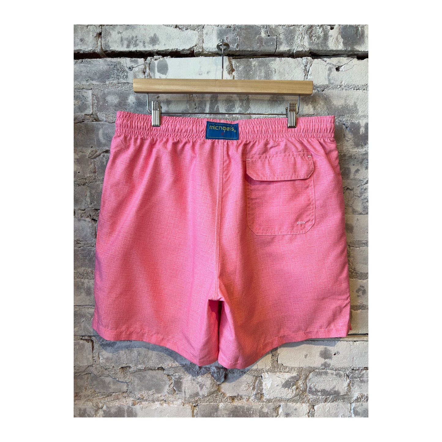Men's Cyclist Liner Swim Trunks in coral solid linen by Michael's Swim, featuring a comfortable fit and stylish design.