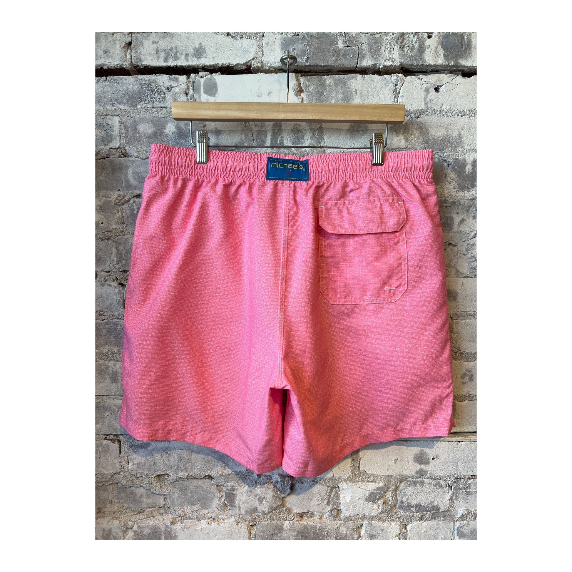 Men's Cyclist Liner Swim Trunks in coral solid linen by Michael's Swim, featuring a comfortable fit and stylish design.