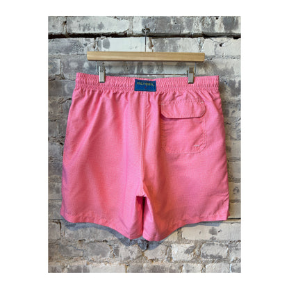 Men's Cyclist Liner Swim Trunks in coral solid linen by Michael's Swim, featuring a comfortable fit and stylish design.
