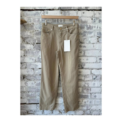 Closed Women's Milo cotton linen straight pants in soft beige, featuring a relaxed fit and classic design.