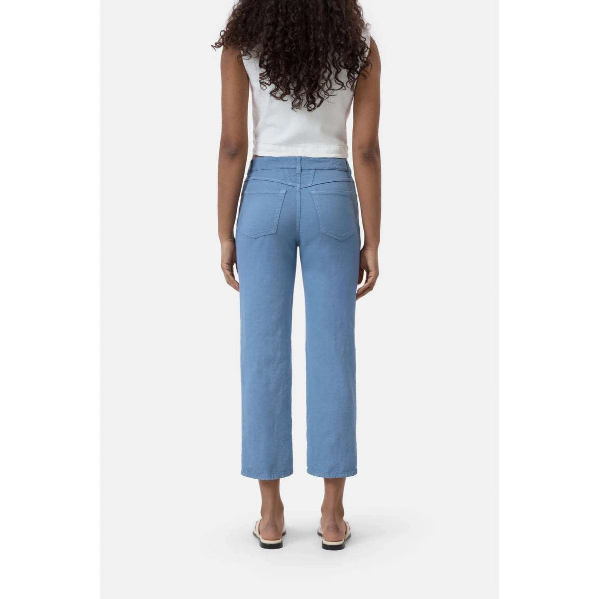 Women's Milo Straight Pants in Stone Blue by Closed, featuring a tailored fit and classic straight-leg design.