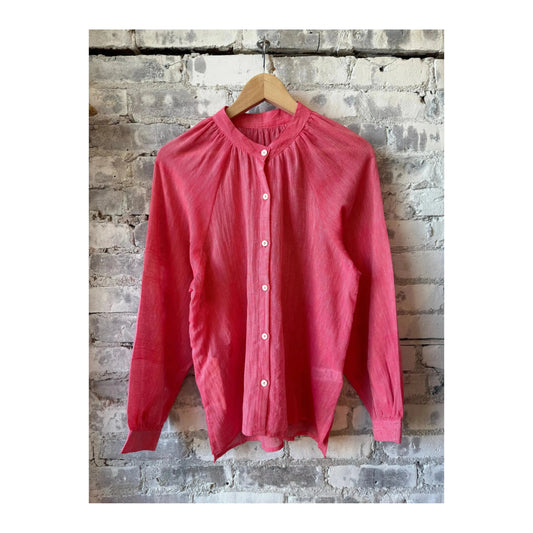Nefas Fragaria Mita button-up blouse for women by LemLem, featuring a lightweight fabric and classic collar design.