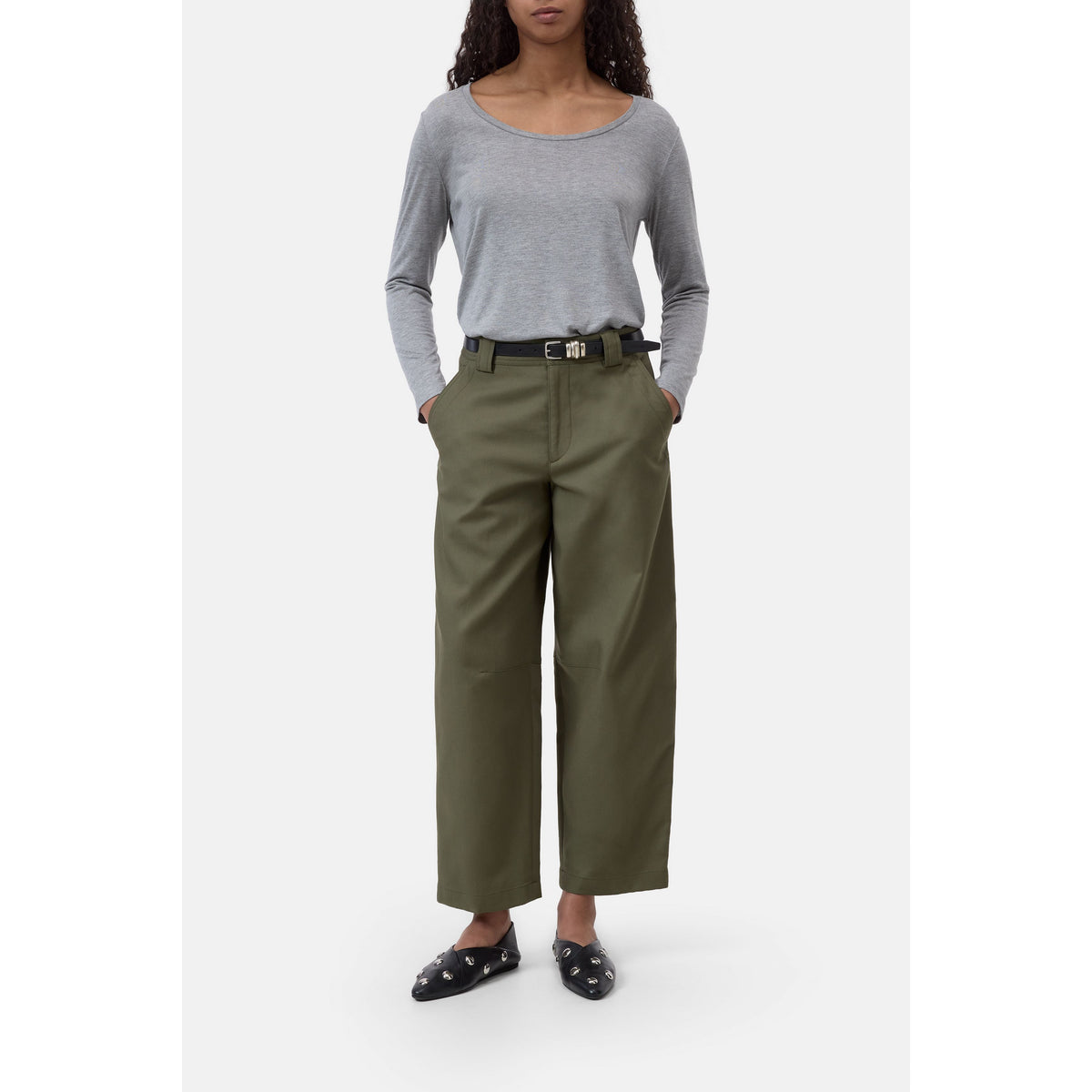 Closed Women's Modal-Cashmere Longsleeve - Light Grey Melange White Smoke
