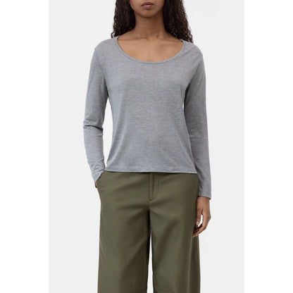 Closed Women's Modal-Cashmere Longsleeve - Light Grey Melange Dark Gray