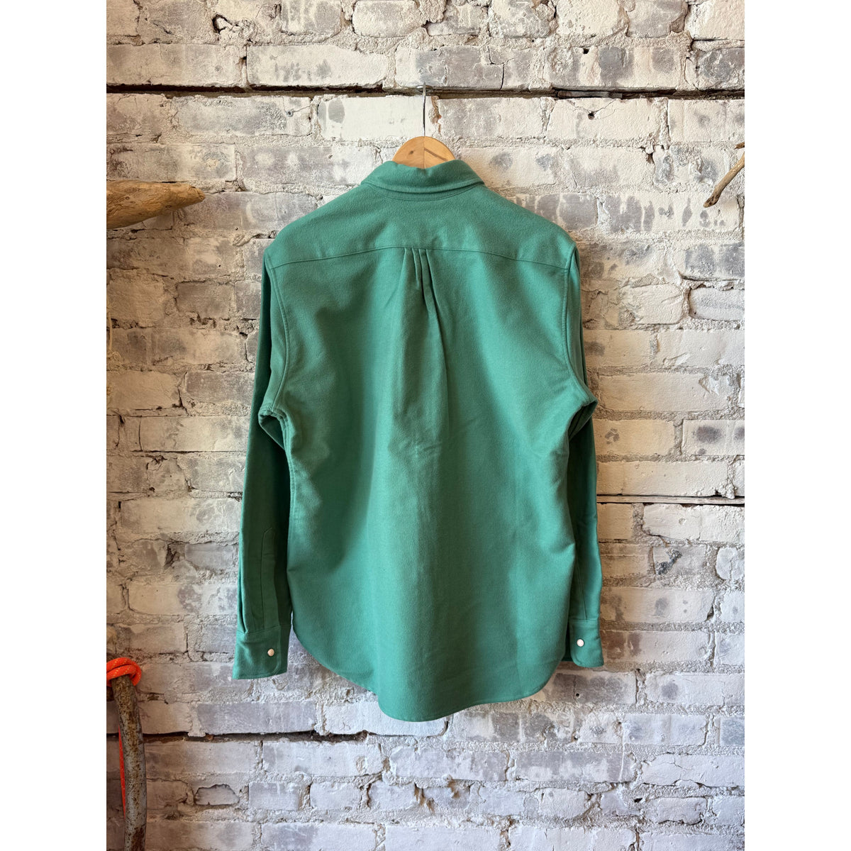 Men's Wythe Moleskin Snap Shirt in Century Green, featuring a classic snap-button design and durable moleskin fabric.