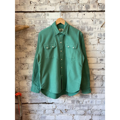 Men's Wythe Moleskin Snap Shirt in Century Green, featuring a classic snap-front design and durable moleskin fabric.