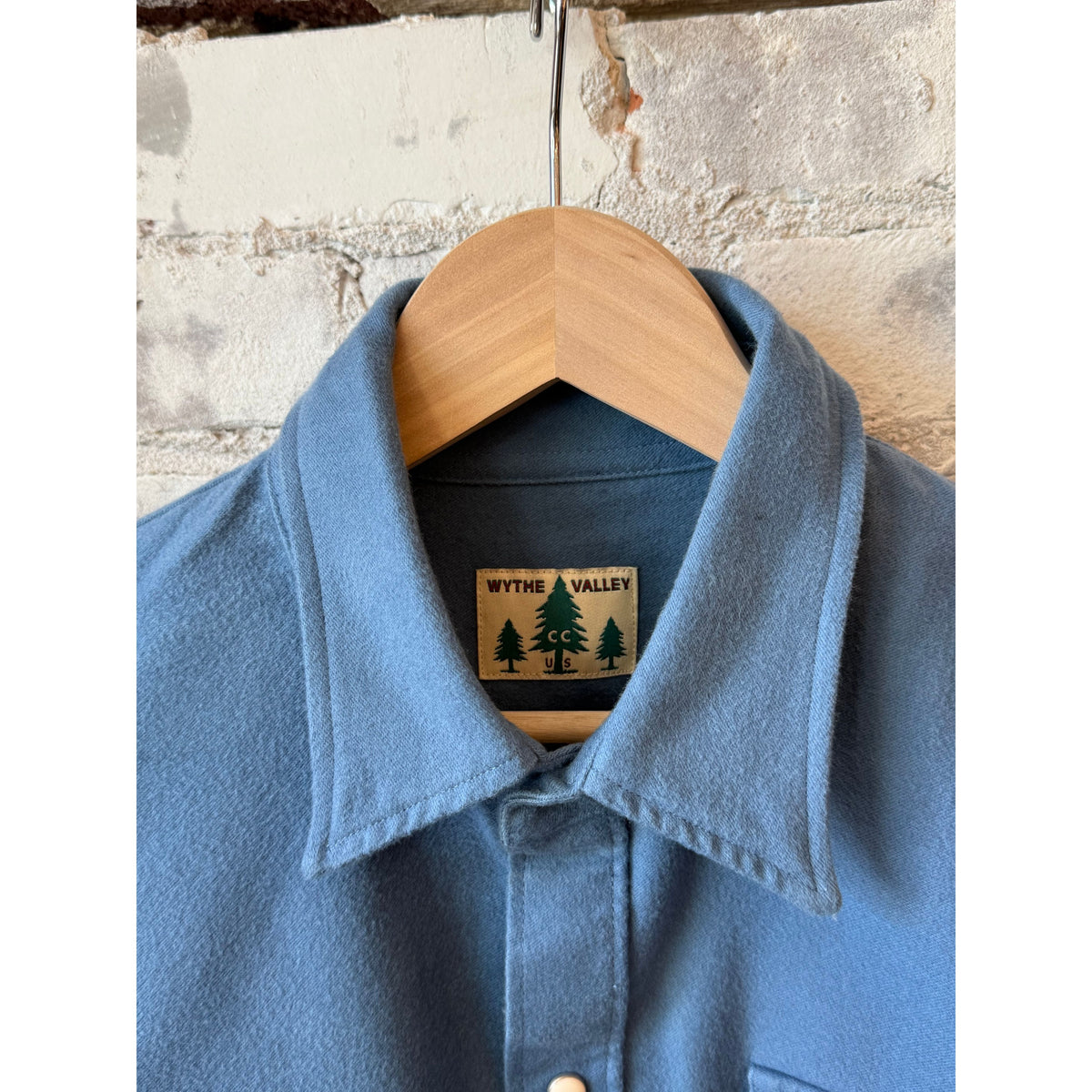 Men's Wythe Moleskin Snap Shirt in River Blue, featuring a classic snap-front design and soft moleskin fabric.