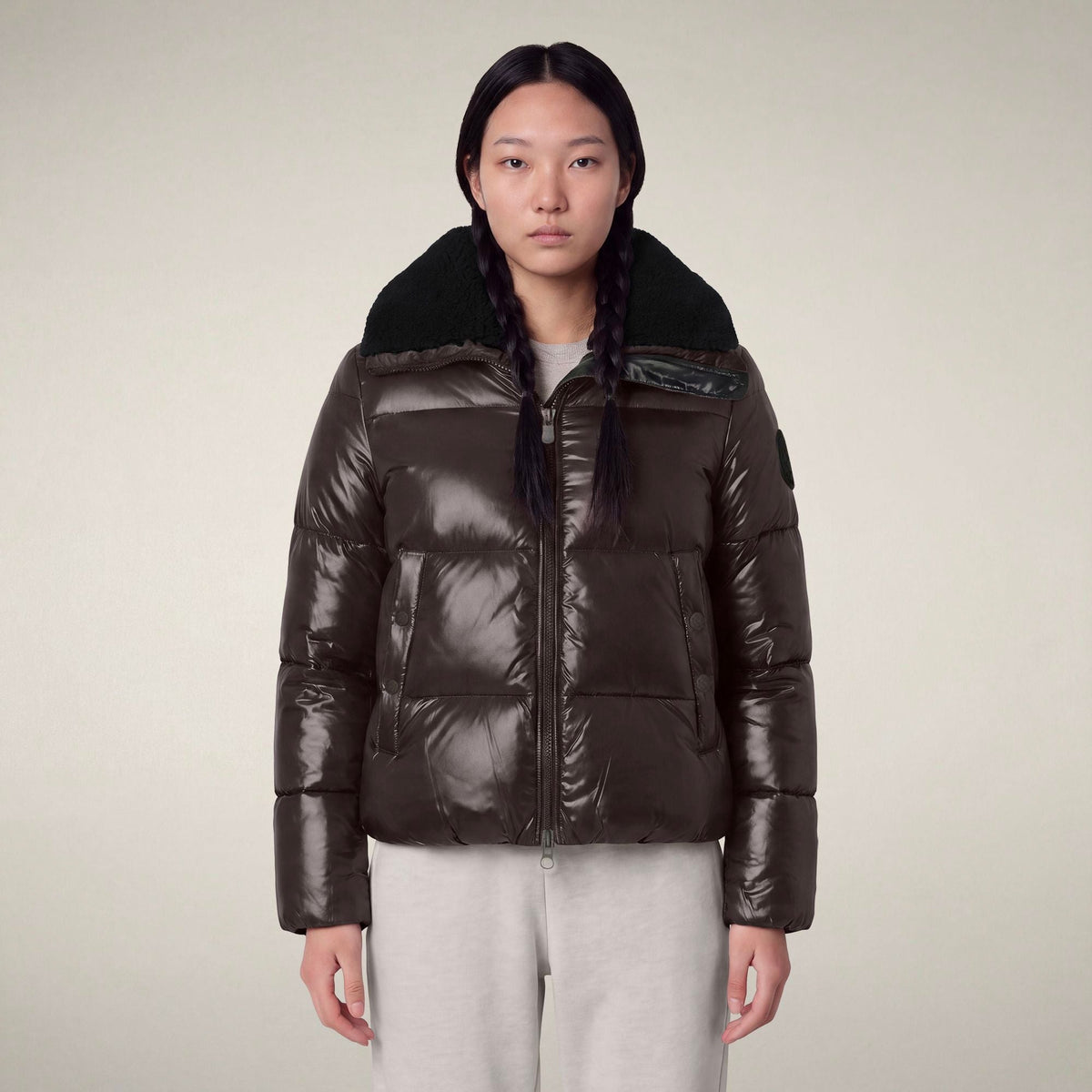 Moma Puffer Jacket - Brown Black