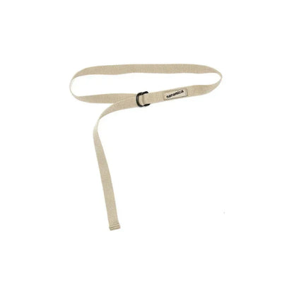 Men's beige tech belt by nanamica with durable fabric and sleek design, suitable for casual and outdoor wear.