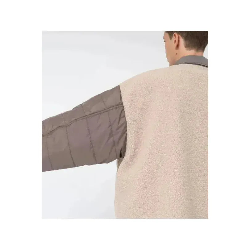 Men's reversible wind jacket by nanamica in beige, showing the jacket's front and back with lightweight, windproof fabric.