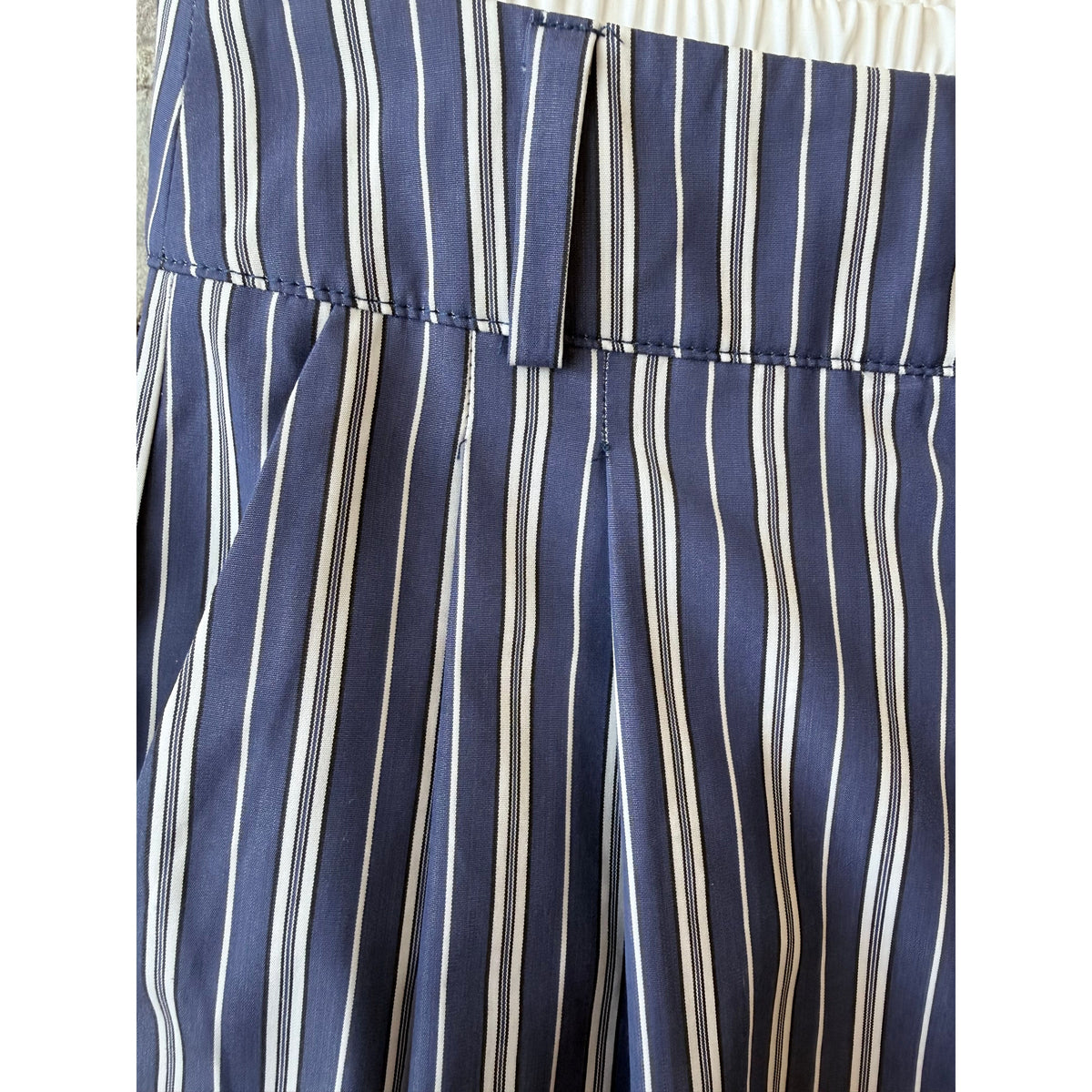Women's New York Pants by ACARIA STUDIO in navy with white stripes, featuring a tailored fit and stylish design.