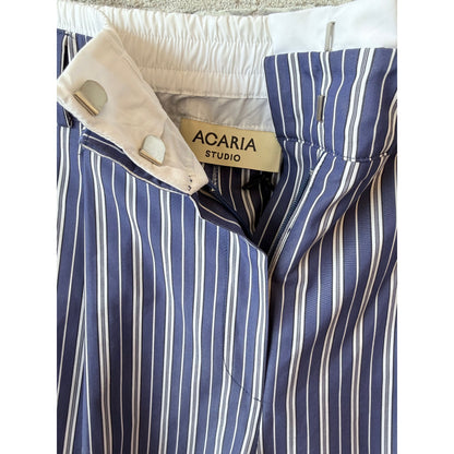 Women's New York Pants by ACARIA STUDIO in navy with white stripes, featuring a relaxed fit and stylish design.