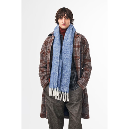 Men's NN07 Wool Blend Scarf in Blue Multi, showcasing soft, cozy fabric with a stylish, colorful pattern.