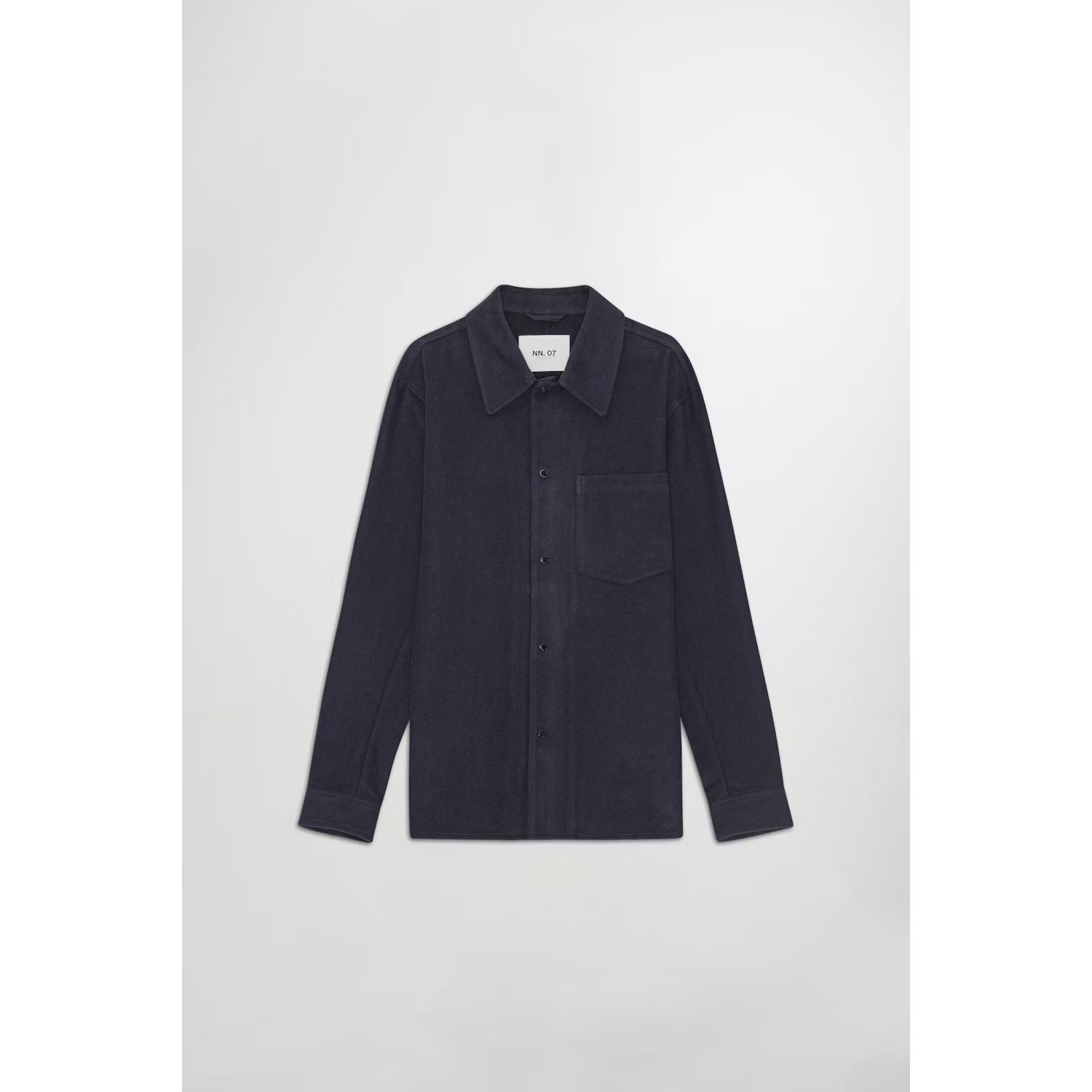 Men's navy Blaze Organic Cotton Overshirt by NN07, featuring a casual fit with button-up front and organic cotton fabric.
