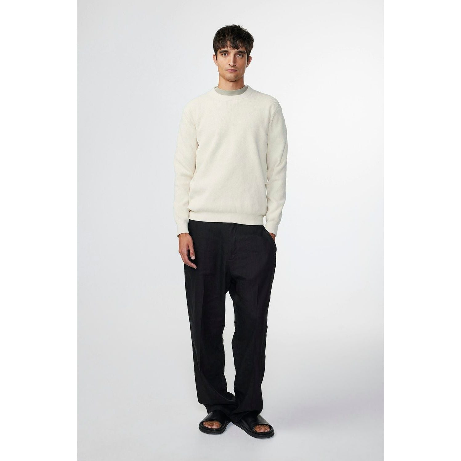 Men's NN07 Danny Sweater in ecru, featuring a cozy knit design and classic fit, ideal for casual and stylish looks.