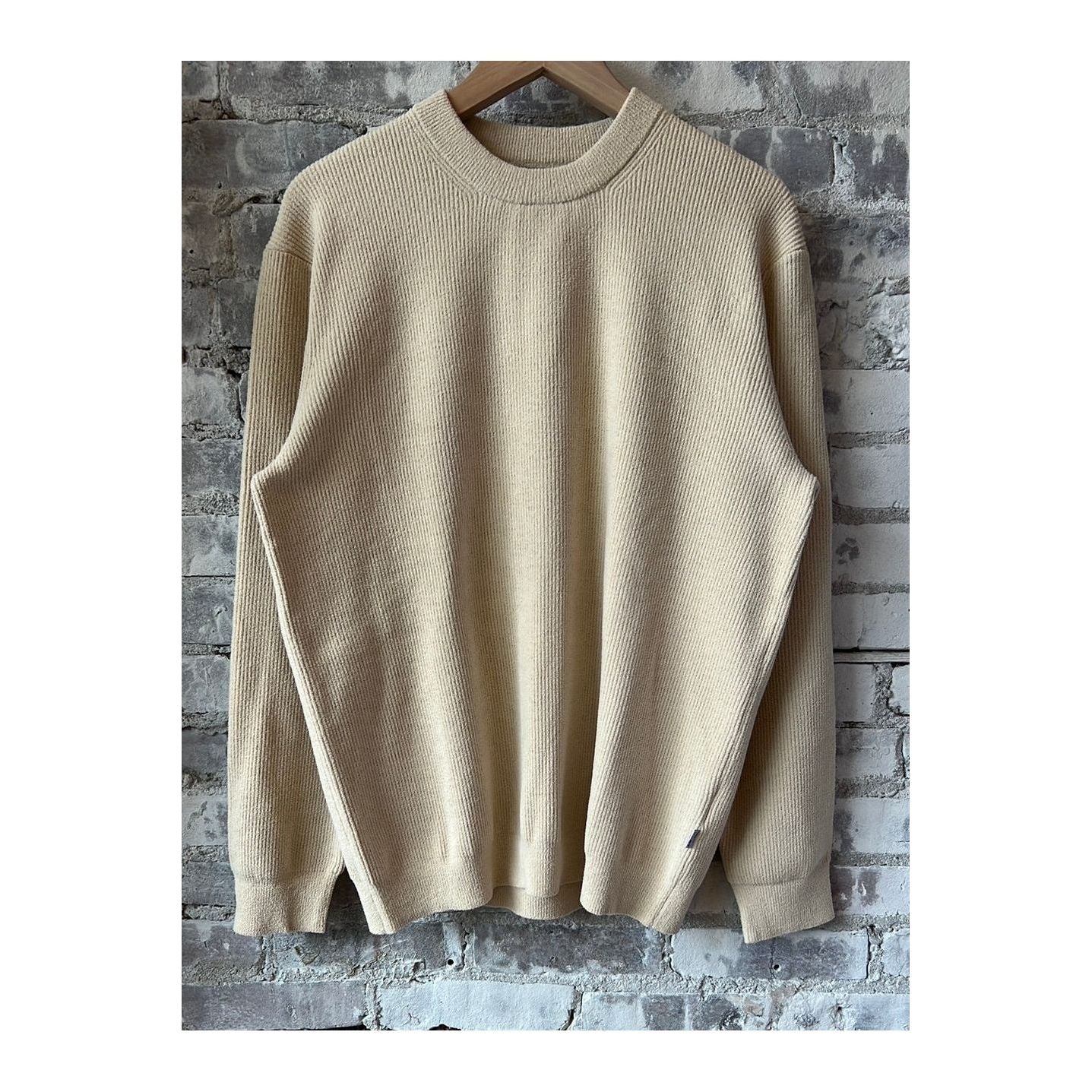 Men's NN07 Danny Sweater in ecru, soft knit fabric, featuring a classic crewneck and long sleeves, casual and comfortable.