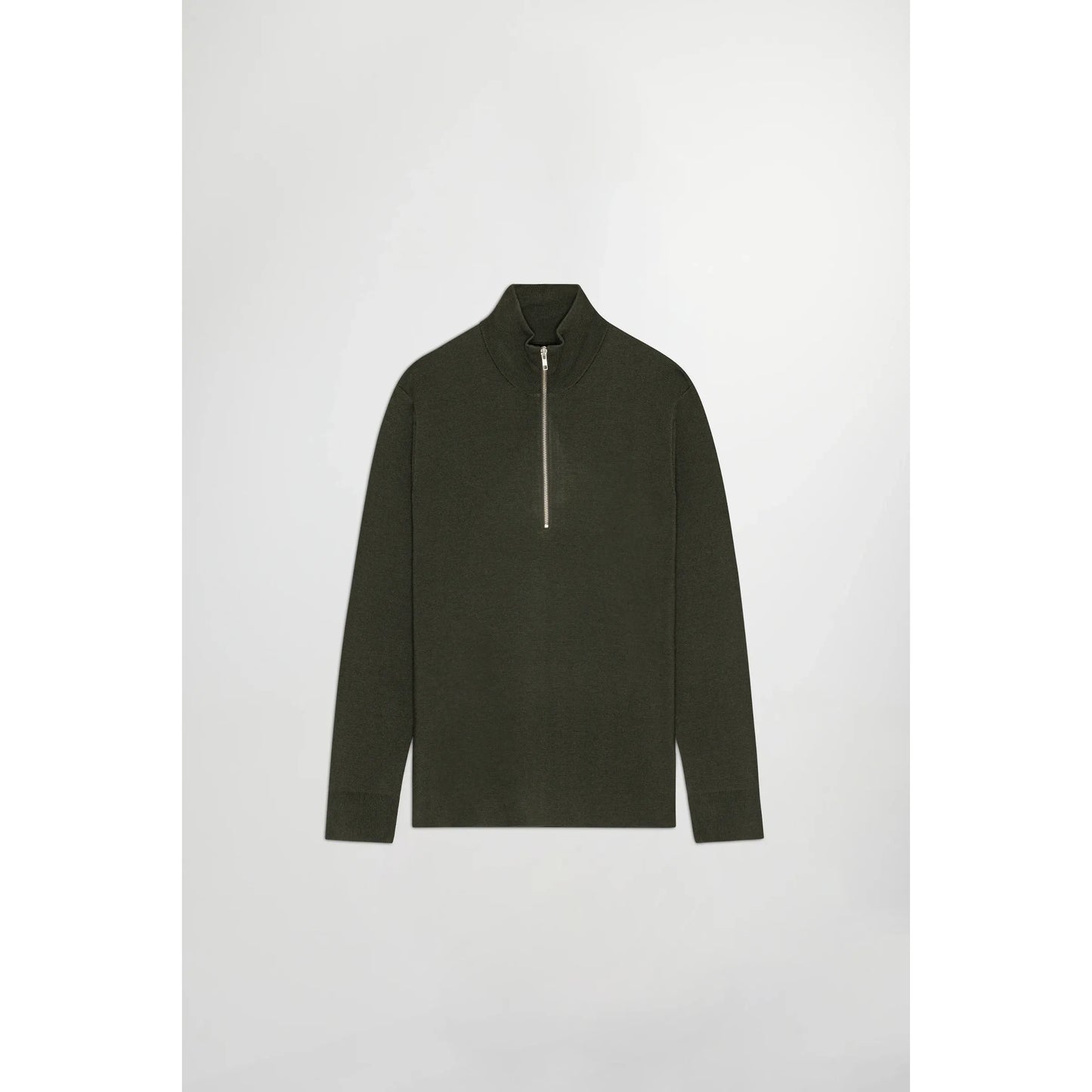 Men's NN07 Harald Wool Blend Sweater in Dark Army, front view showing knit texture and classic crew neck design.