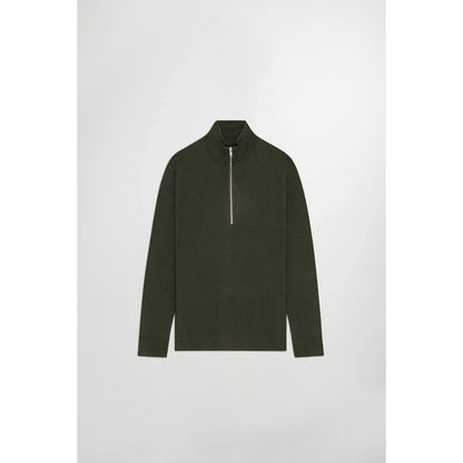 Men's NN07 Harald Wool Blend Sweater in Dark Army, front view showing knit texture and classic crew neck design.