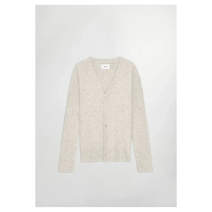 Men's John V-Neck Cardigan by NN07 in white pepper, featuring a soft knit fabric and classic V-neck design.