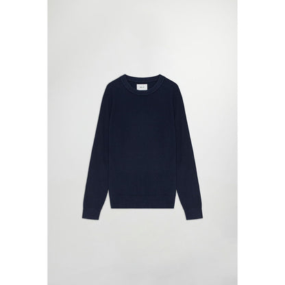 Men's navy Kevin ribbed organic cotton sweater by NN07, showcasing the textured rib design and cozy fit.