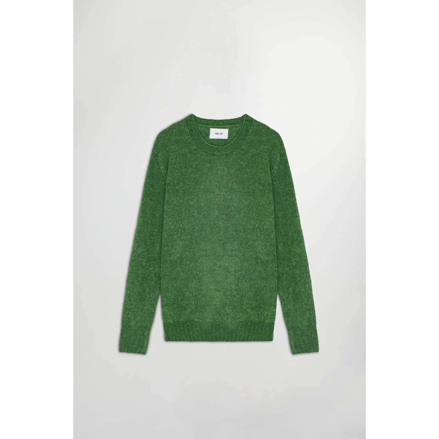 Men's NN07 Lee Wool Blend Sweater in Kale, showing a close-up of the soft, textured knit fabric and casual fit.