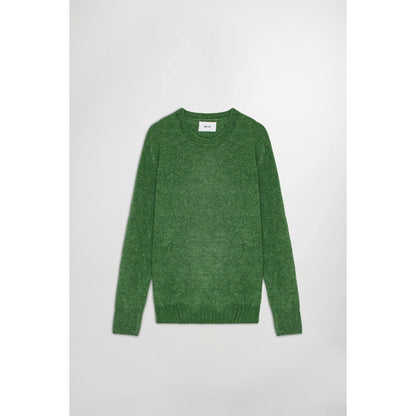Men's NN07 Lee Wool Blend Sweater in Kale, showing a close-up of the soft, textured knit fabric and casual fit.
