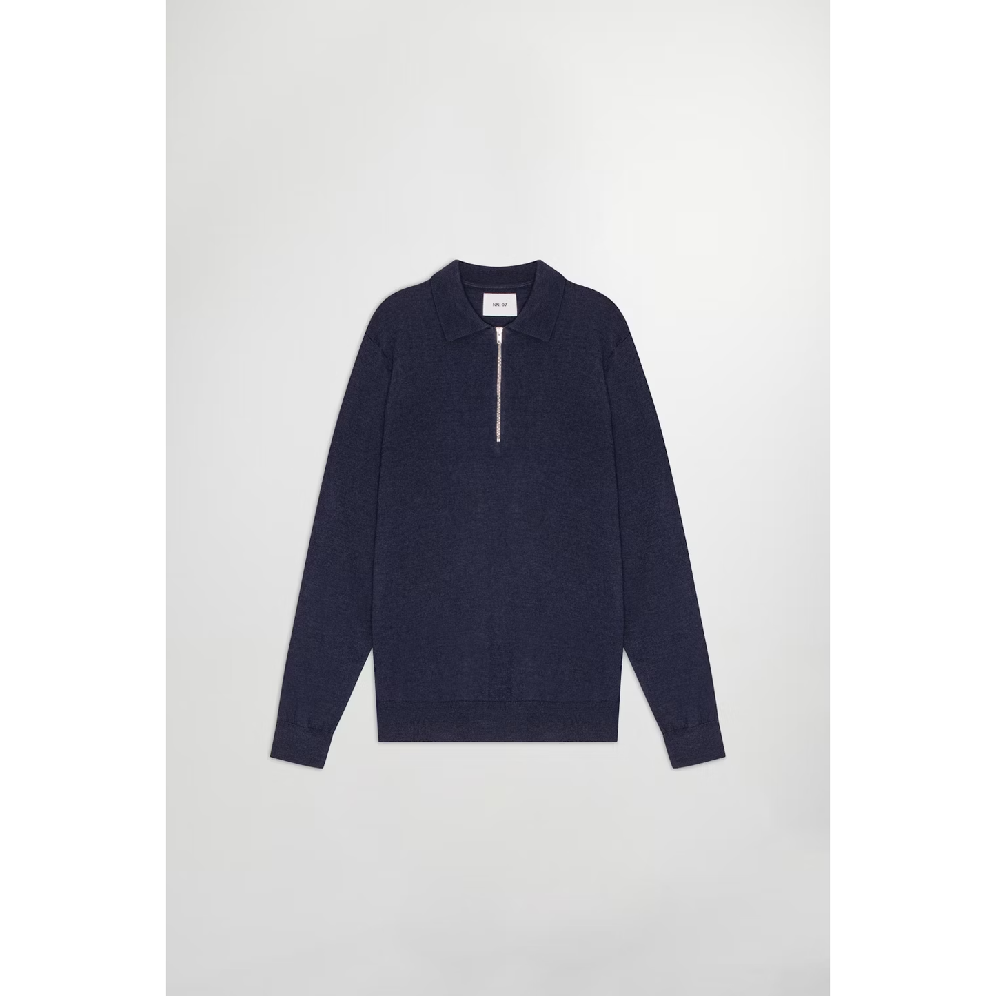 Men's navy and multi-colored Sergio Zip Mock shirt by NN07 with a zip-up collar and stylish design.