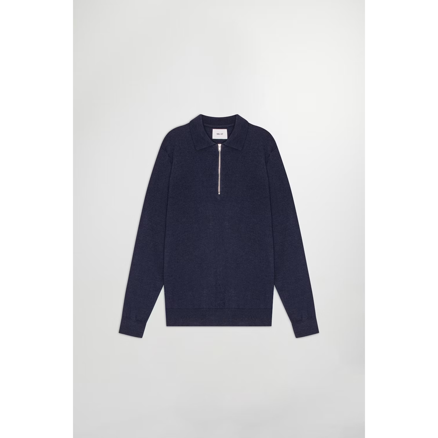 Men's navy and multi-colored Sergio Zip Mock shirt by NN07 with a zip-up collar and stylish design.