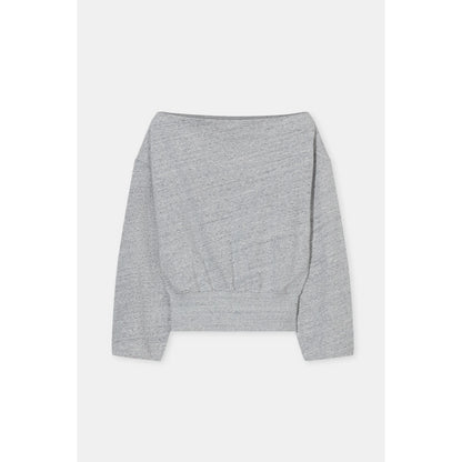 Light grey melange women's off-shoulder sweatshirt by Closed, featuring a relaxed fit and casual style.