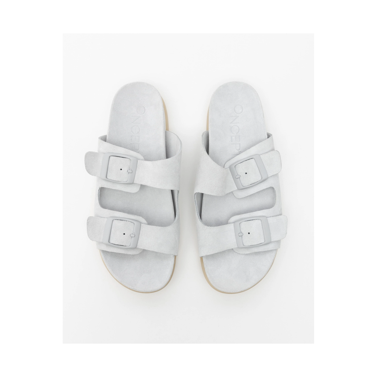 Women's Savannah Hydro-Suede Slide sandal by Oncept with water-repellent material and contoured footbed in ice color.