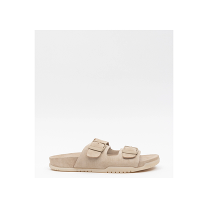 Women's Savannah Hydro-Suede Slide sandal by Oncept with water-repellent material and contoured footbed in sand castle color.