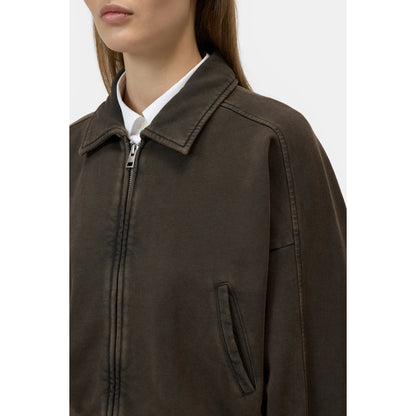 Women's brown organic cotton jacket by Closed, featuring a relaxed fit and natural fabric with button closures.