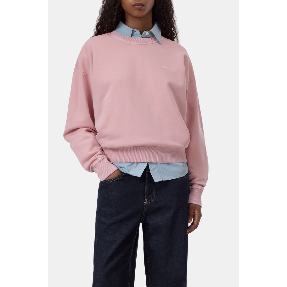 Closed Women's Organic Cotton Sweatshirt - Powder Pink Black