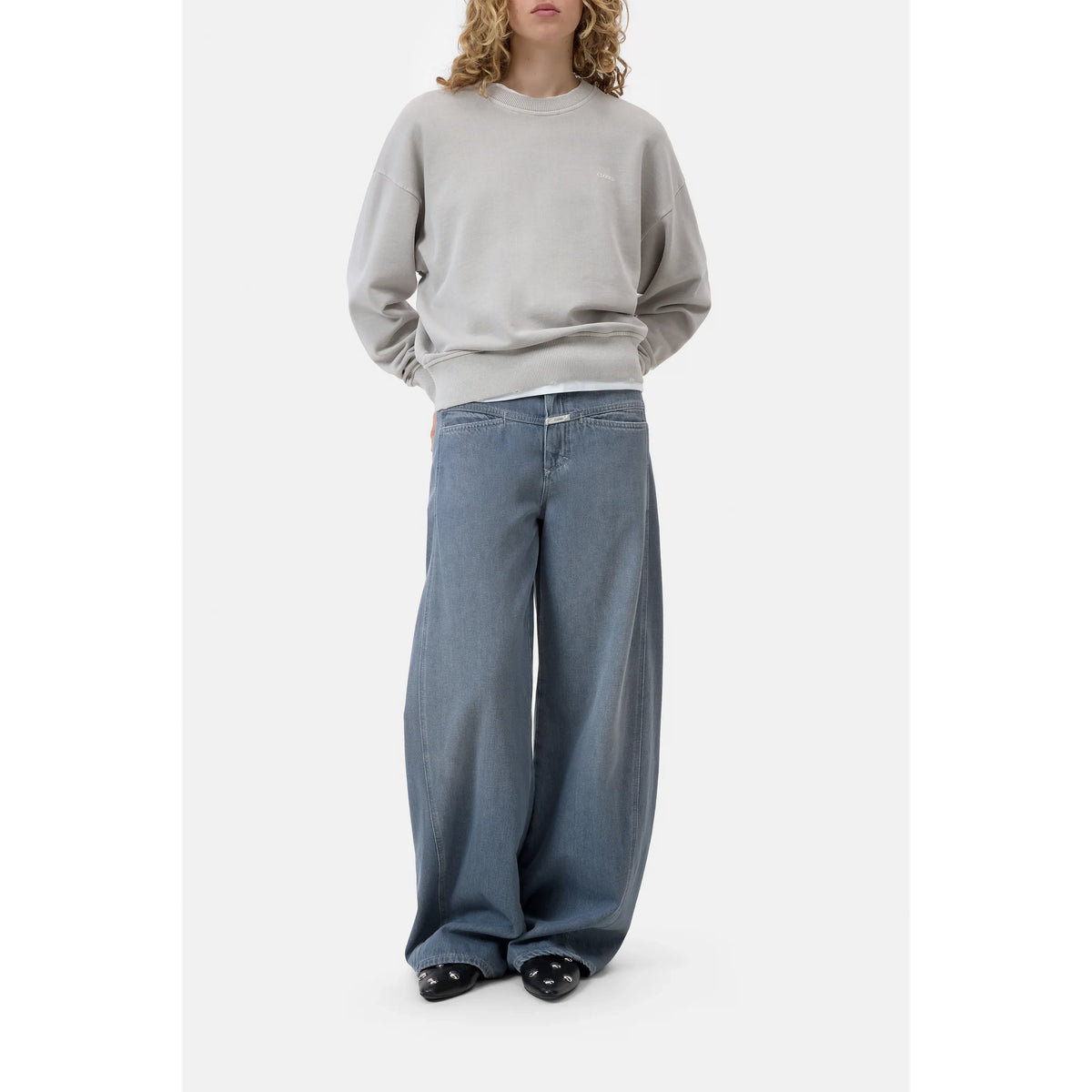 Closed Women's Organic Cotton Sweatshirt - Stoneleaf Green White Smoke
