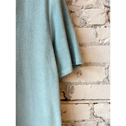 Women's organic cotton terry maxi dress with elbow sleeves in blue Calanques by Majestic Filatures.