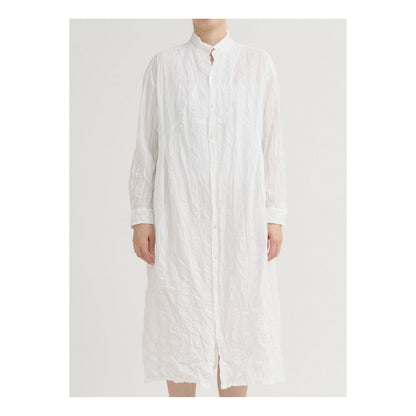 Women's white Cotton Dobby Shirt Dress by Pas De Calais, featuring a classic collar, button-front, and relaxed fit.